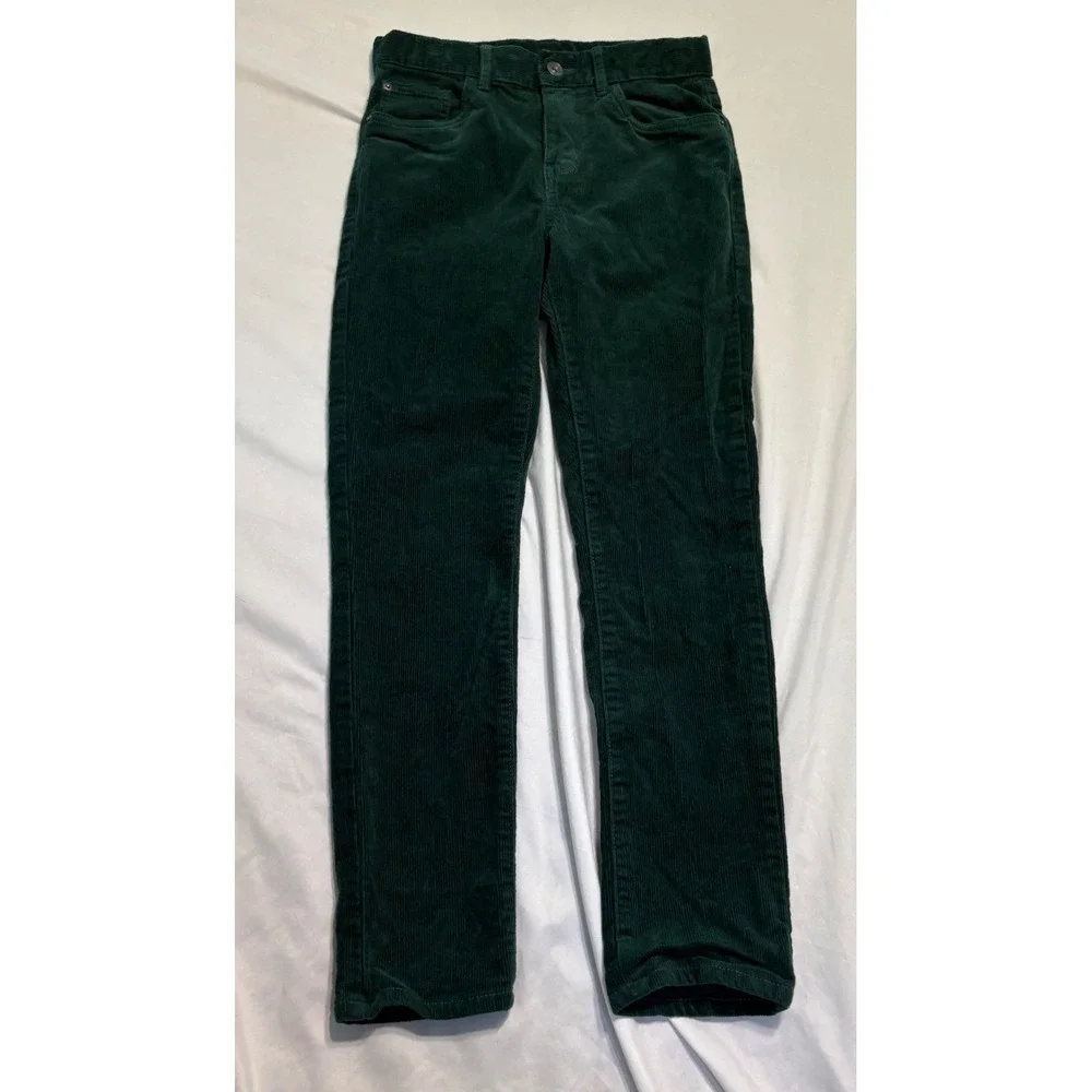 The Children's Place Corduroy Pants Boy 10 Hunter Green Straight Leg Adjustable